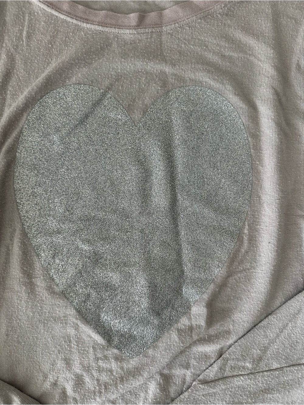 Wildfox Pale Lavender Sweatshirt with Silver Glitter Heart - Picture 2 of 3